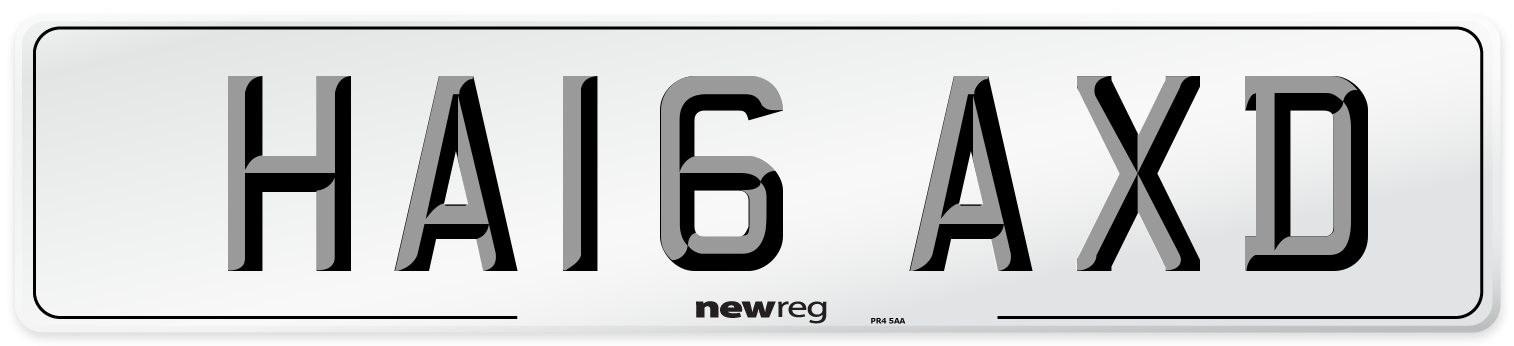 HA16 AXD Number Plate from New Reg